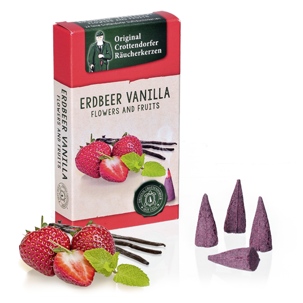 Erdbeer-Vanilla - Flowers & Fruit, Original Crottendorfer Räucherkerzen