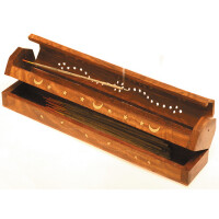 Reisekiste Holz Räucherstäbchenhalter mit Vorratsbox (KH-349)