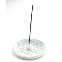 Blume des Lebens Türkis- Räucherstäbchenhalter aus Keramik ca. Ø 15 cm (KH-560-BL)