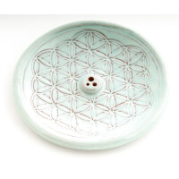 Blume des Lebens Türkis- Räucherstäbchenhalter aus Keramik ca. Ø 15 cm (KH-560-BL)