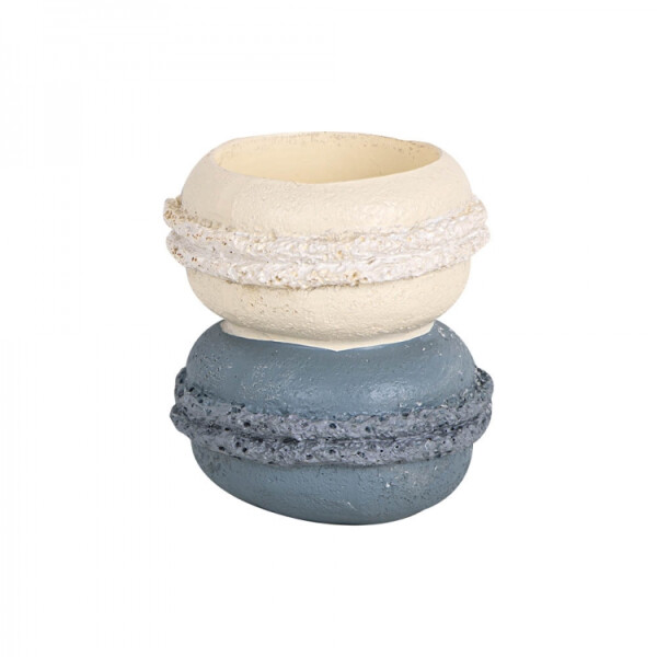 Teelichthalter Doppelt Macaron Blau/Gelb 1 Stück
