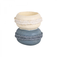 Teelichthalter Doppelt Macaron Blau/Gelb 1 Stück