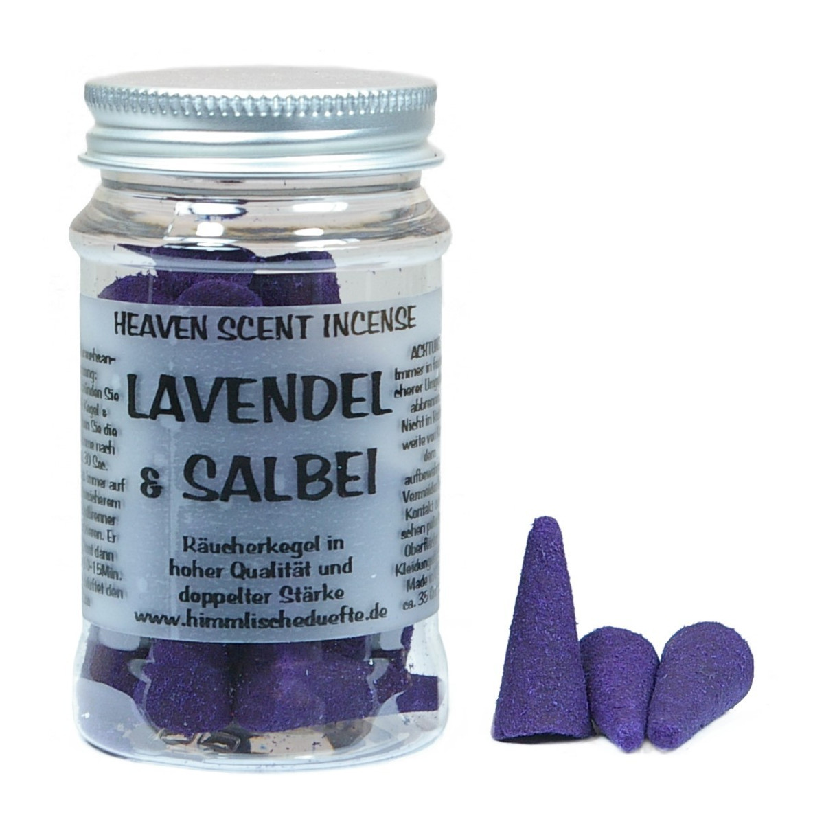 Lavendel Salbei - Heaven Scent Räucherkegel in Dose