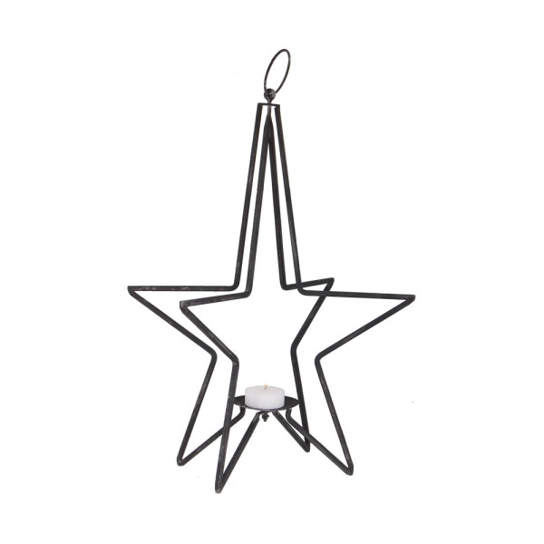 Metall Lanterne Stern Schwarz Größe: Höhe 55 cm, Breite 41 cm