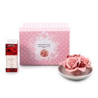 Premium Duft-Set Keramik "Rose" Keramikblüte, 10 ml Duftöl Rose