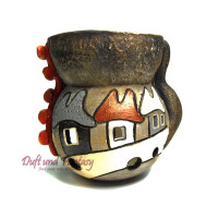 Aromalampe Haus Kugel rot Höhe 9 cm, Seyko-Keramik