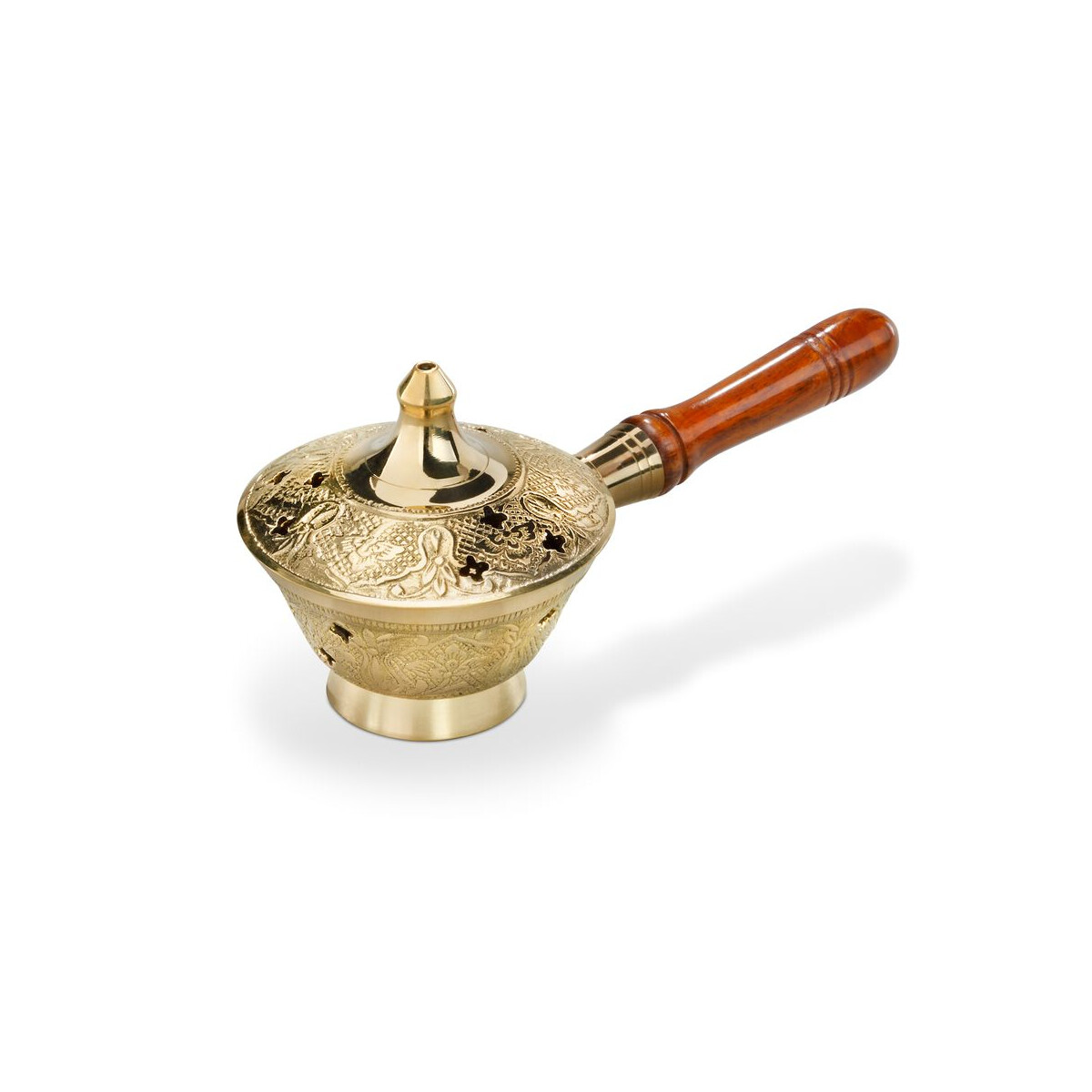 Weihrauchschiffchen aus Messing mit Holzgriff, Durchmesser c