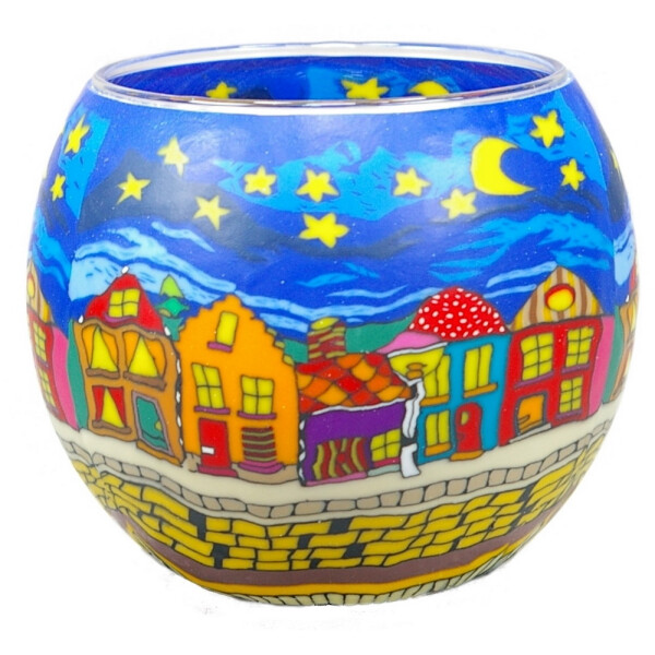 Strasse bei Nacht - Windlicht Glas 11 x 11 x 9 cm