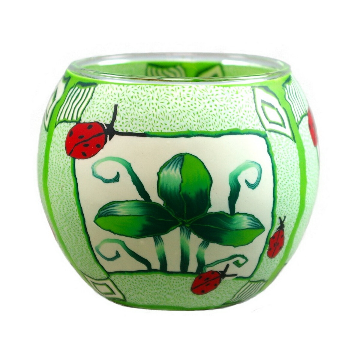 Green Leaves - Windlicht Glas 11 x 11 x 9 cm