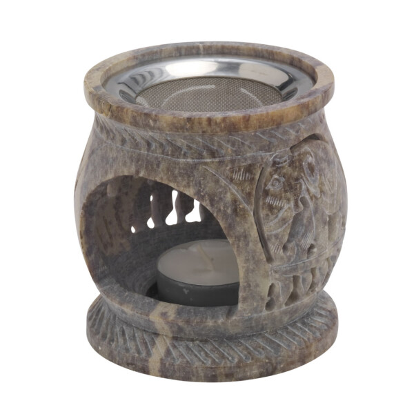 Räucherstövchen aus Speckstein, Siebgefäß H 8,5 cm