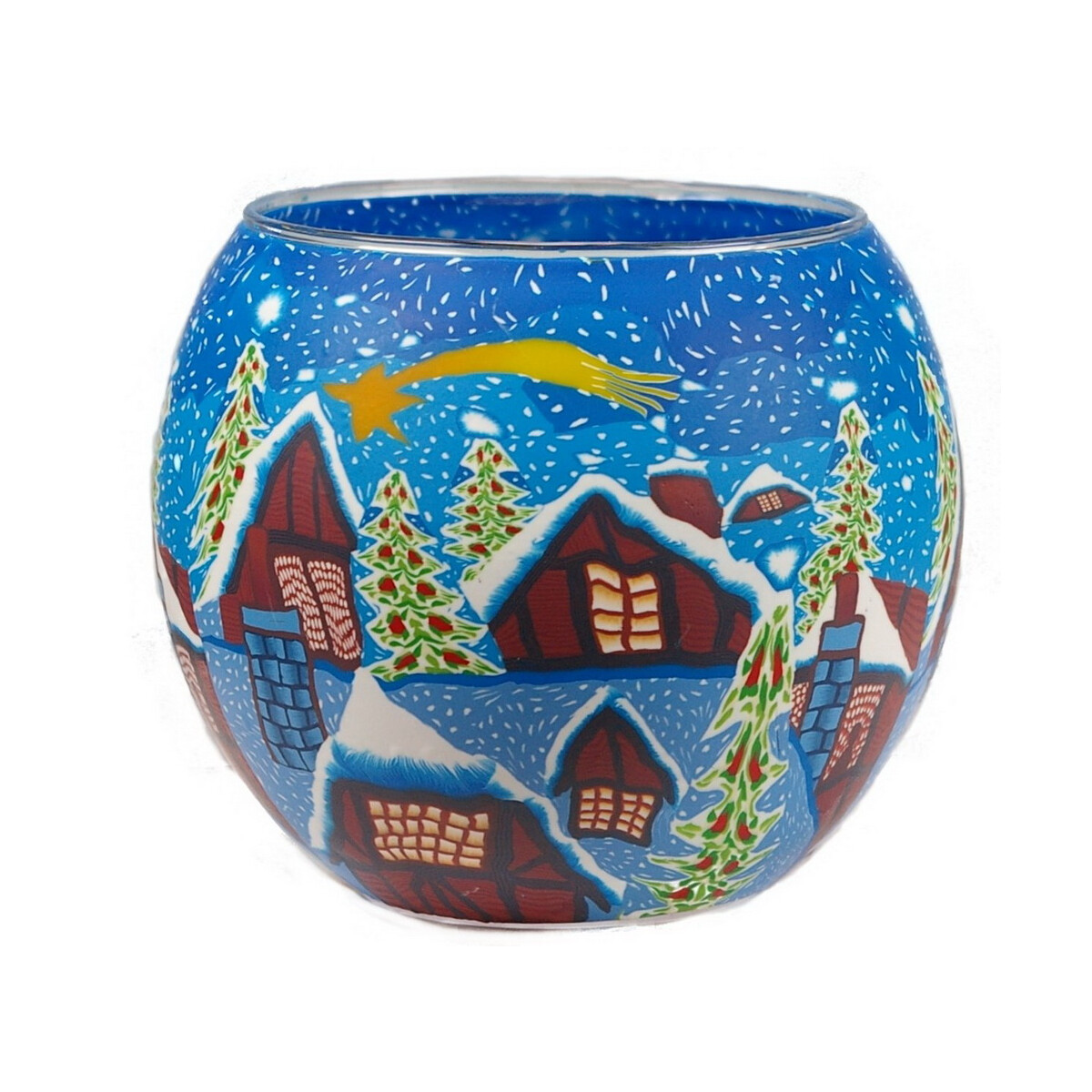Snowtown - Windlicht Glas 11 x 11 x 9 cm