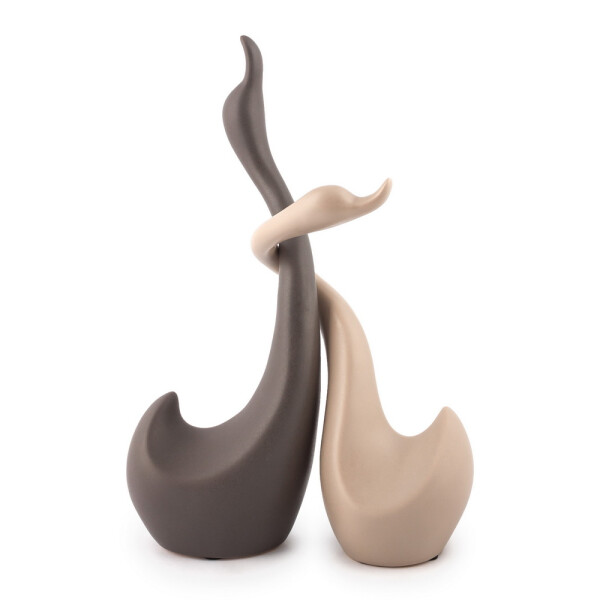 Schwanen-Set "Liebe" Keramik, beige/braun,
