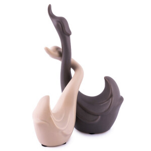 Schwanen-Set "Liebe" Keramik, beige/braun,