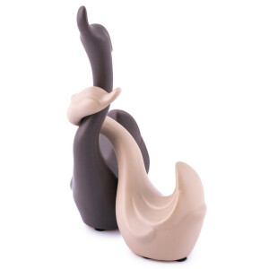 Schwanen-Set "Liebe" Keramik, beige/braun,