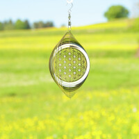 Blume des Lebens Kristall Mobile aus Edelstahl, Windspiel 15,3 cm