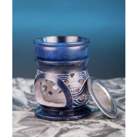 Duftlampe/Aromalampe "Keltischer Knoten" mit Sieb Speckstein blau, 10 cm hoch