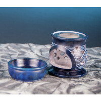 Duftlampe/Aromalampe "Keltischer Knoten" mit Sieb Speckstein blau, 10 cm hoch