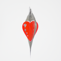 Herzen 290 rot Orbit Edelstahl-Windspiel