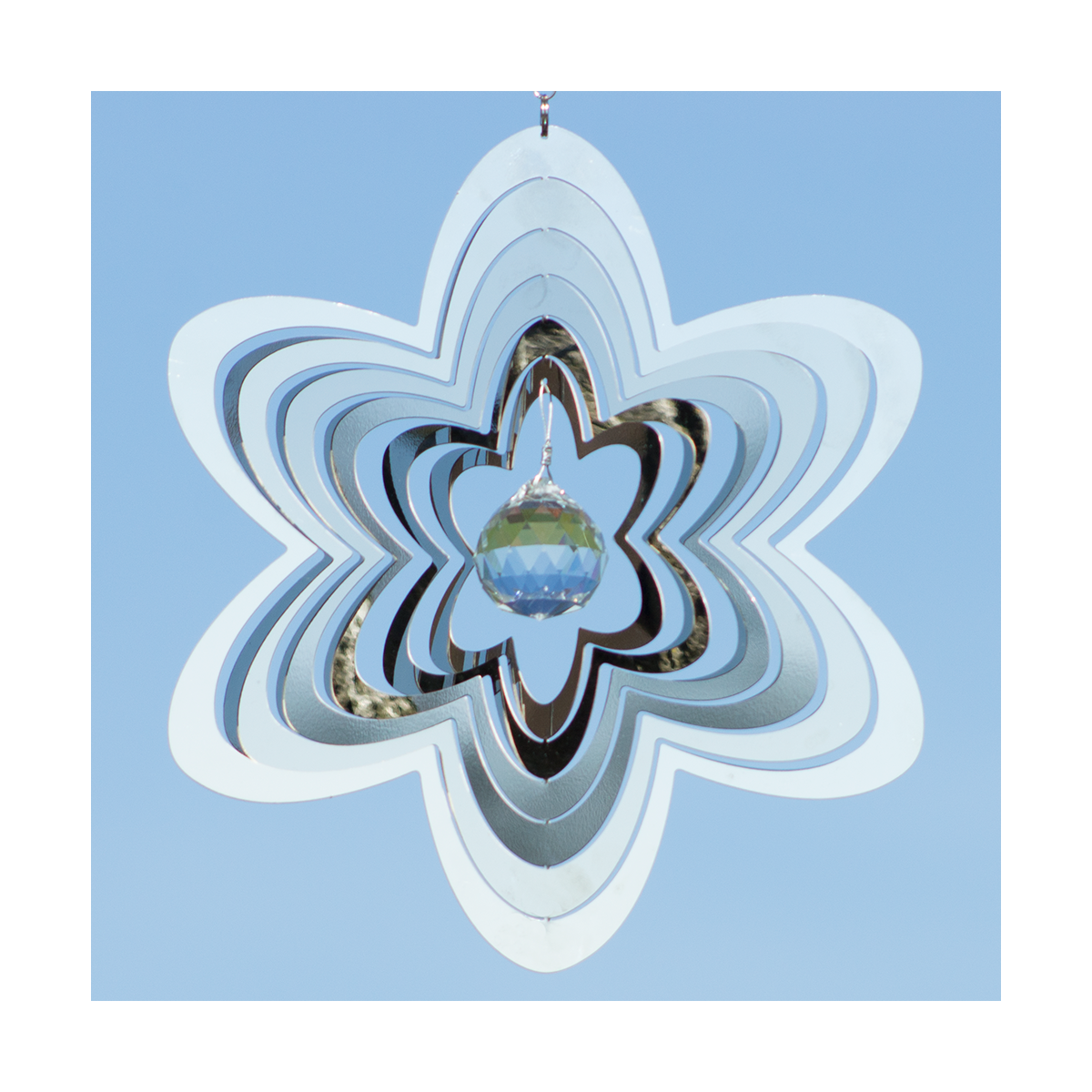 Mirror Crystal Flower 200 Orbit Edelstahl-Windspiel