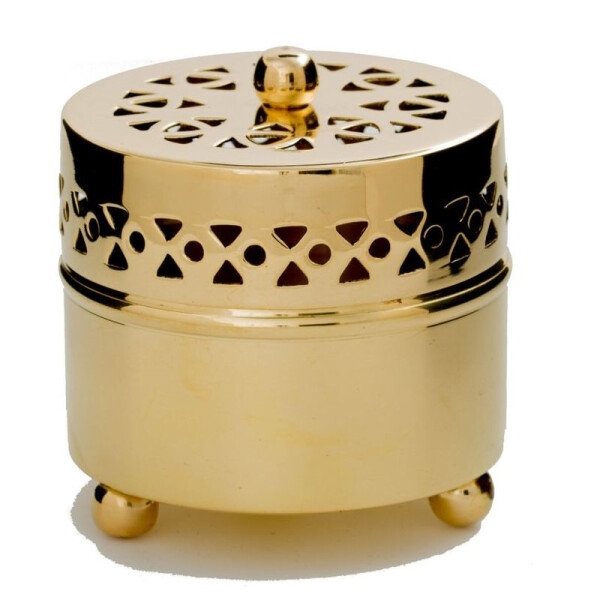 Räuchergefäß, Tischrauchfass moderne Form, goldfarben, D 8cm