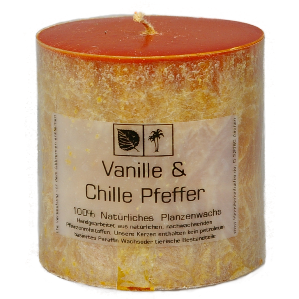 Vanille & Chilli Peffer, Marmorierte Heaven Scent Stumpenkerze 7,5 x 7,5 cm