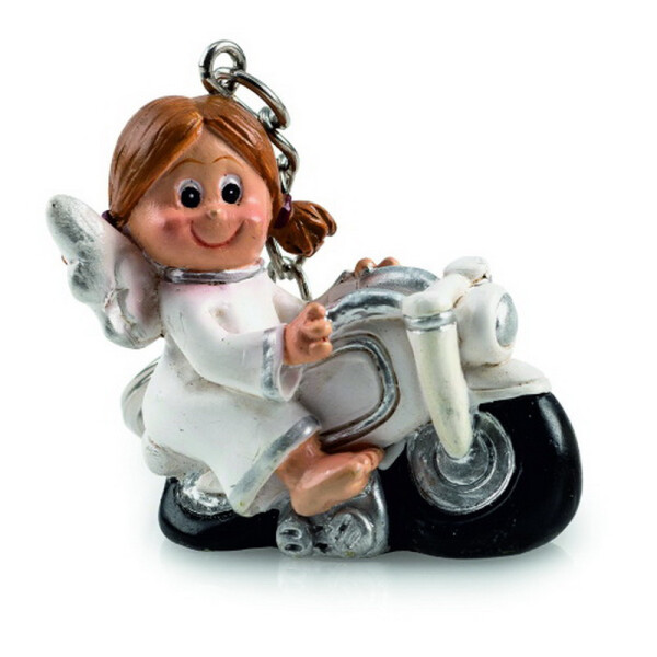 Schlüsselanhänger Schutzengel Sarah auf dem Motorrad