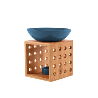 Duftlampe TALIN metallblau FAIR TRADE - Holz/Keramik Duftlampe