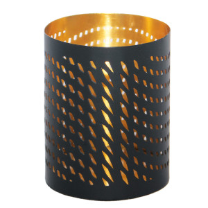 Windlicht TIMON gold/schwarz, H: 10 cm, Ø 8 cm