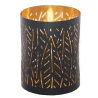Windlicht NALA gold/schwarz, H: 10 cm, Ø 8 cm