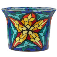 Stained Glas - Teelichtglas klein 6,5 x 6,5 x 7 cm