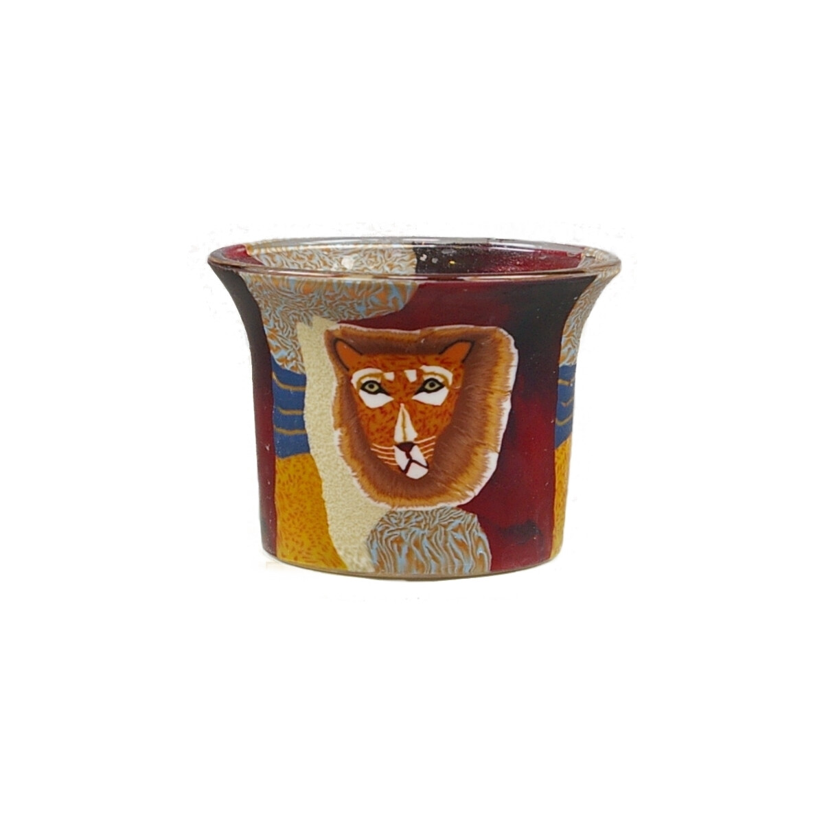Löwe - Teelichtglas klein 6,5 x 6,5 x 7 cm
