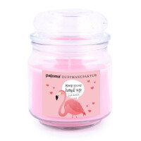 Pajoma "Flamingo" Duftkerze im Bonbonglas, 248g, Strawberry Bellini