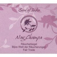 Nag Champa - Soul of India - FAIR TRADE Räucherkegel
