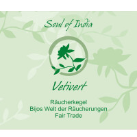 Vetivert - Soul of India - FAIR TRADE Räucherkegel