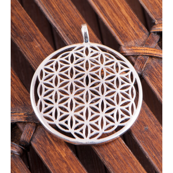 Blume des Lebens gewölbt, Anhänger 925 Sterling Silber, ø 35 mm