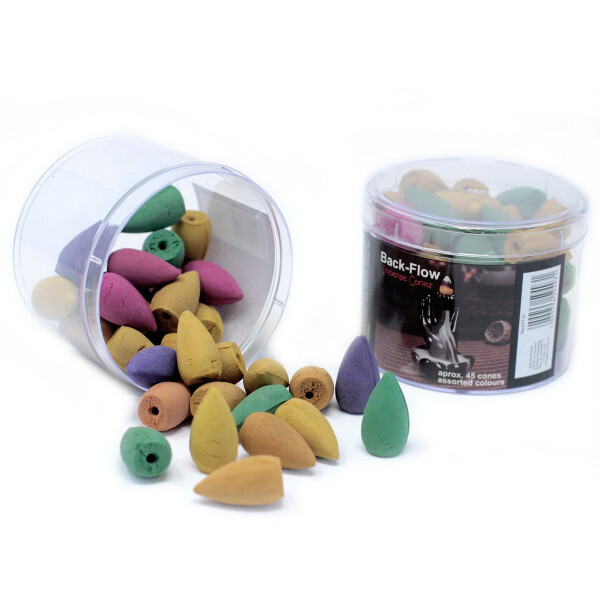 Dose mit gemischten Back Flow Incense Cones/Rückfluss Räucherkegel 45 Kegel