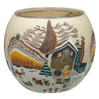 Farm in Wintertime - Windlicht Glas 11 x 11 x 9 cm