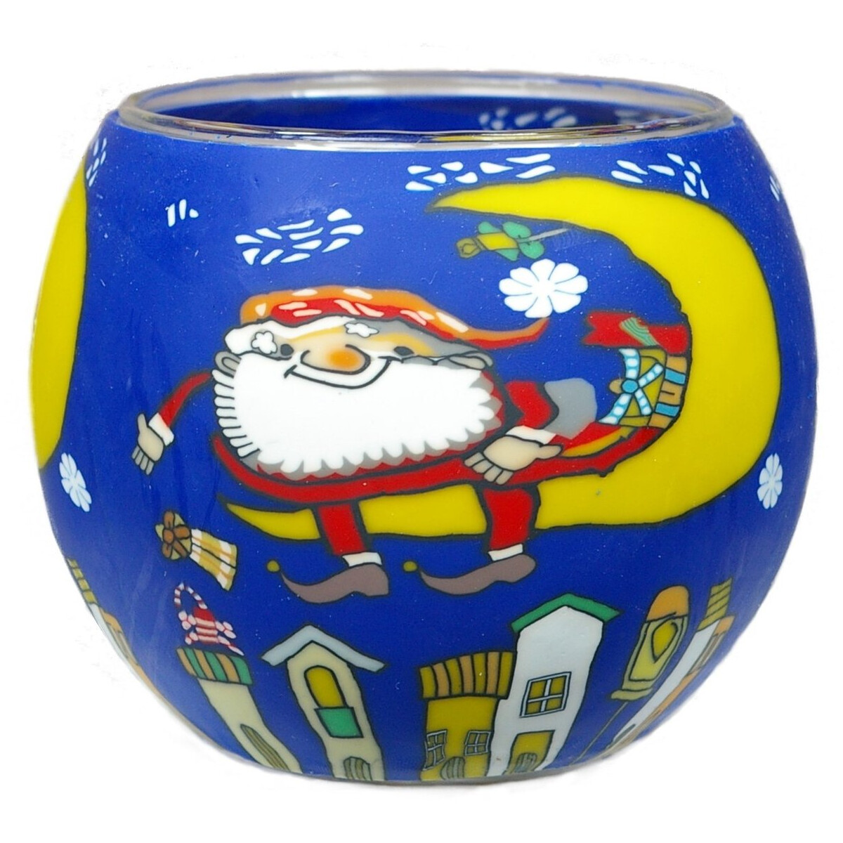 Santa on the Moon - Windlicht Glas 11 x 11 x 9 cm