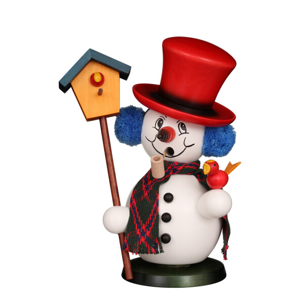 Christian Ulbricht Räuchermann Schneemann mit Vogelhaus