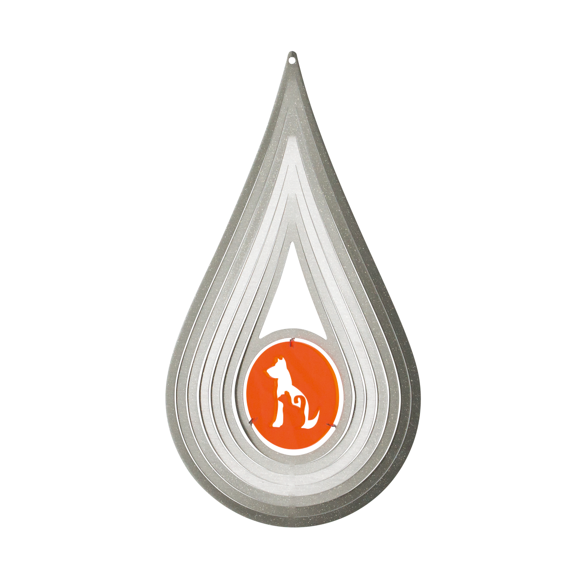 Edelstahl Windspiel Amulett Hund / Katze 280 orange