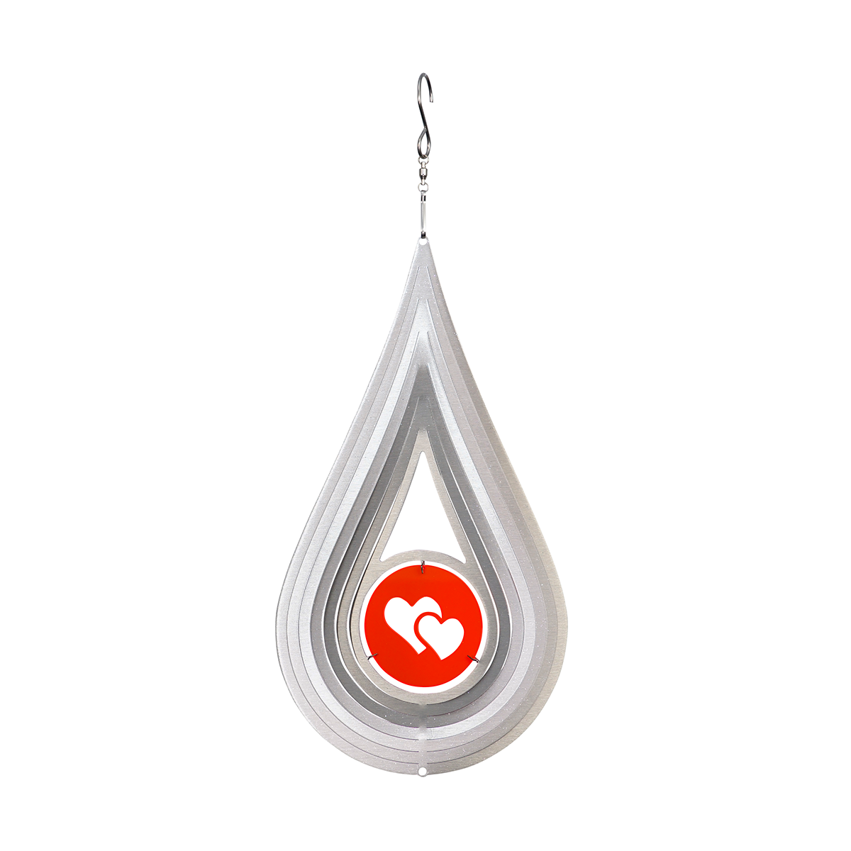 Edelstahl Windspiel Amulett Herzen 280 rot
