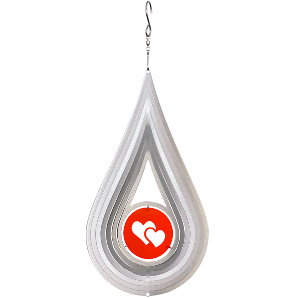 Edelstahl Windspiel Amulett Herzen 280 rot