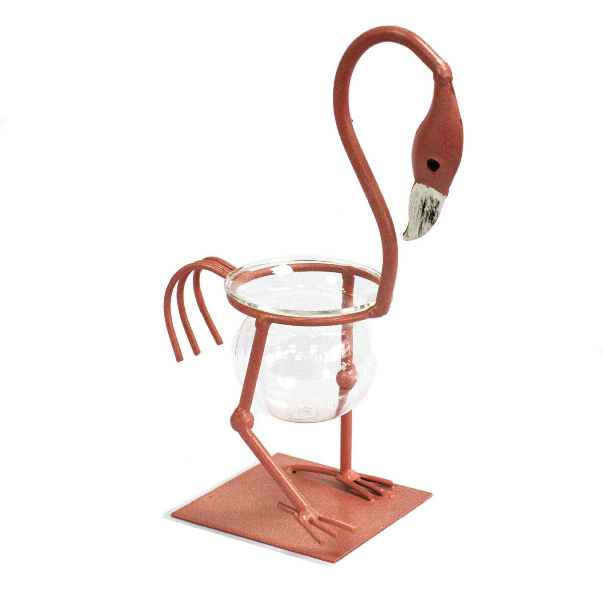 Hydroponischer Blumentopf - Rosa Metall Flamingo 1