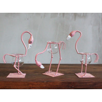 Hydroponischer Blumentopf - Rosa Metall Flamingo 1