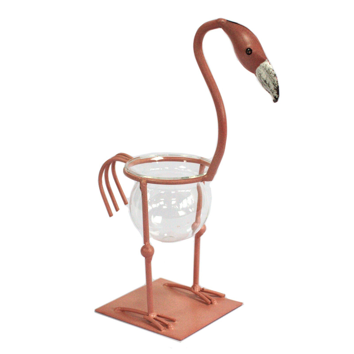 Hydroponischer Blumentöpf - Rosa Metall Flamingo 2