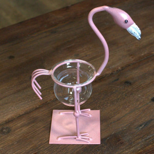 Hydroponischer Blument&ouml;pf - Rosa Metall Flamingo 2
