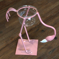 Hydroponischer Blumentopf - Rosa Metall Flamingo 3