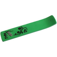 Holz Räucherstäbchenhalter breit, Grün Dragonflysymbol