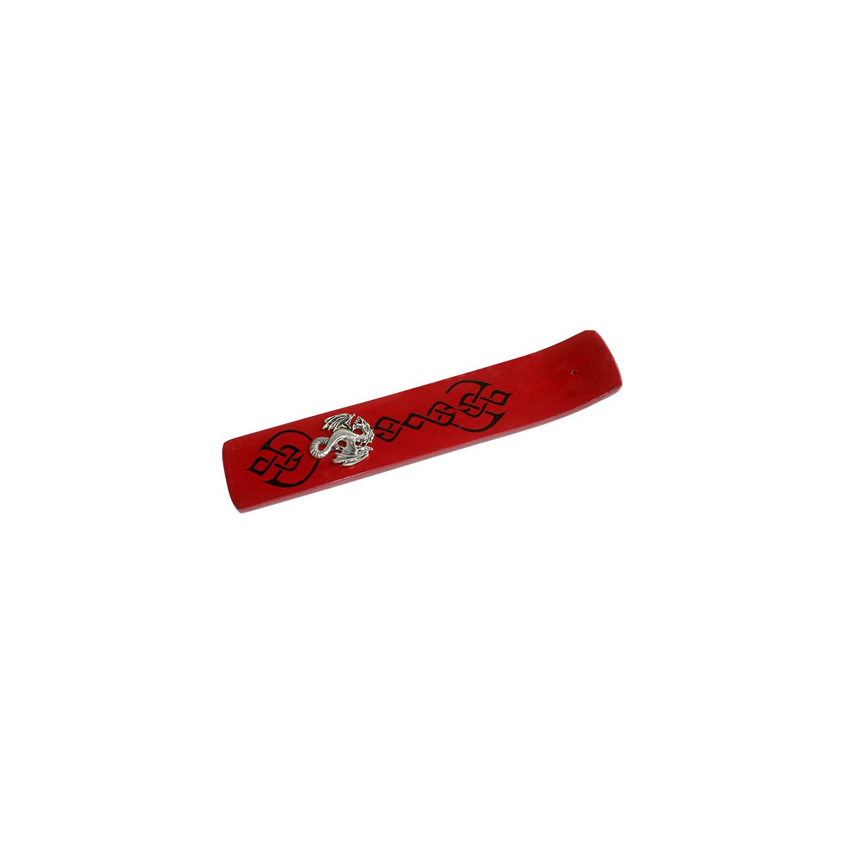 Holz Räucherstäbchenhalter breit, Rot mit Drache