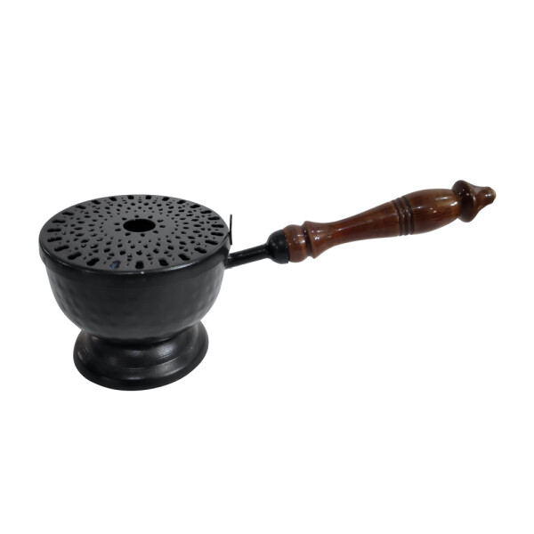 Räucherpfanne SAGAR Metall mit Holzgriff, L: 26 cm, H: 7,5 cm, Ø 12 cm
